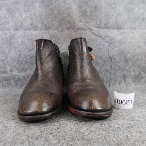 Hudson Shoes Womens 39 Boots Leather Biker Moto Ankle Bootie Buckle Straps Zip - Picture 3 of 14